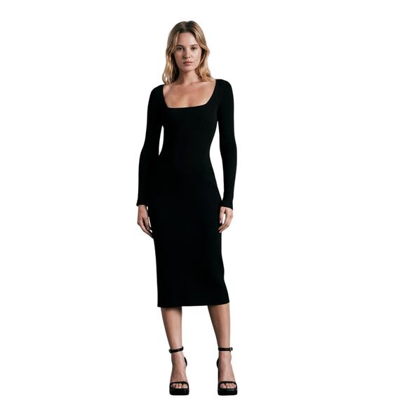 Rag & Bone Asher Midi Dress Black Size Large - Picture 1 of 11